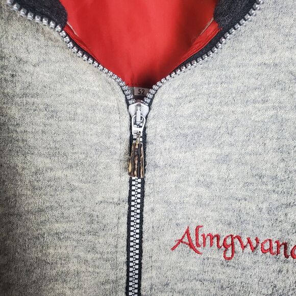 Almgwand Full Zip 100% Wool Jacket Mens GER 52 US L/XL Gray Elbow Patches READ - Picture 9 of 16